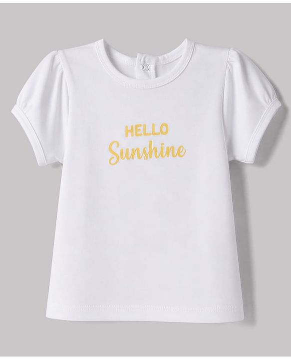 Babyhug Single Jersey Knit Half Sleeves T-Shirt & Striped  Dungaree With Smiley Face Embroidery  - Yellow