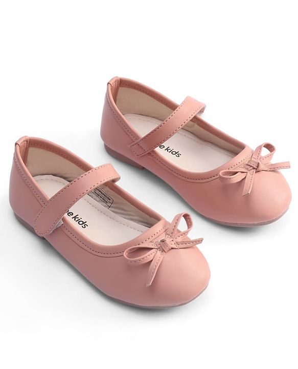 Pine Kids Velcro Closure Ballerina With Bow Applique - Pink