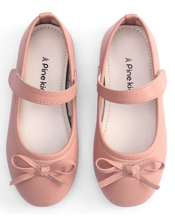Pine Kids Velcro Closure Ballerina With Bow Applique - Pink