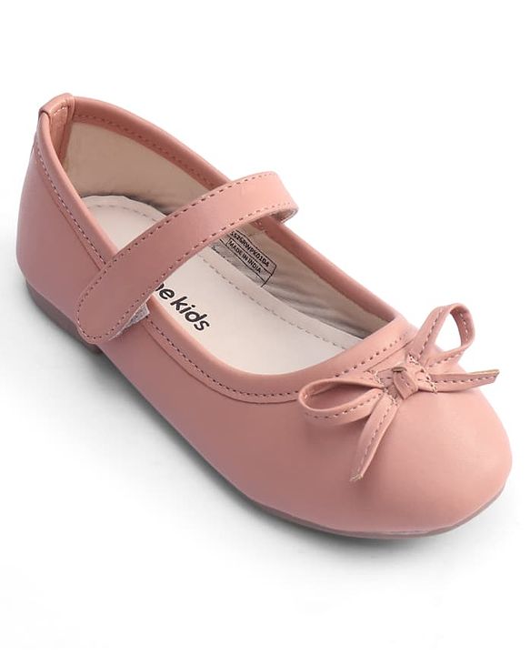 Pine Kids Velcro Closure Ballerina With Bow Applique - Pink