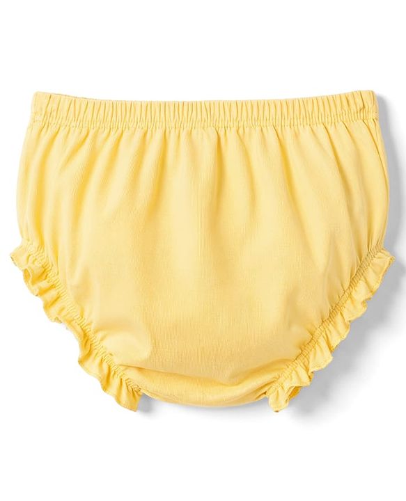 Babyhug Single Jersey Knit Half Sleeves Floral Embroidered Frock With Bloomer With Bow Applique - Yellow