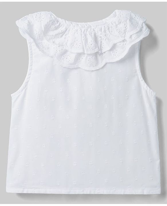 Babyhug Cotton Woven Sleeveless Top with Schiffli Detailing White 12-18 Months