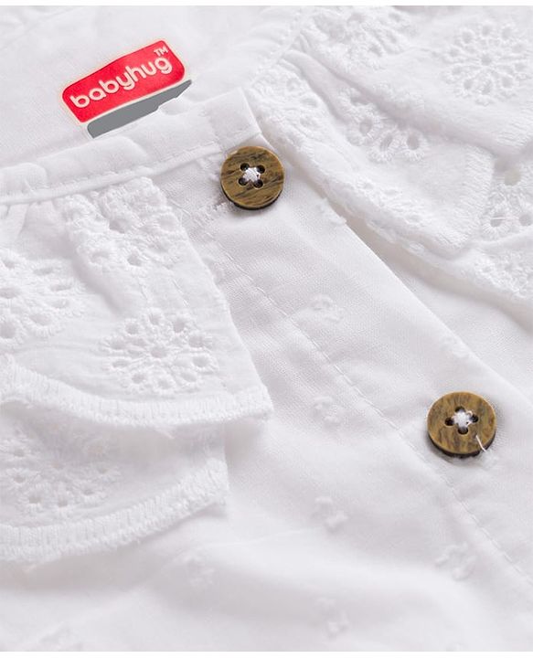 Babyhug Cotton Woven Sleeveless Top with Schiffli Detailing White 12-18 Months