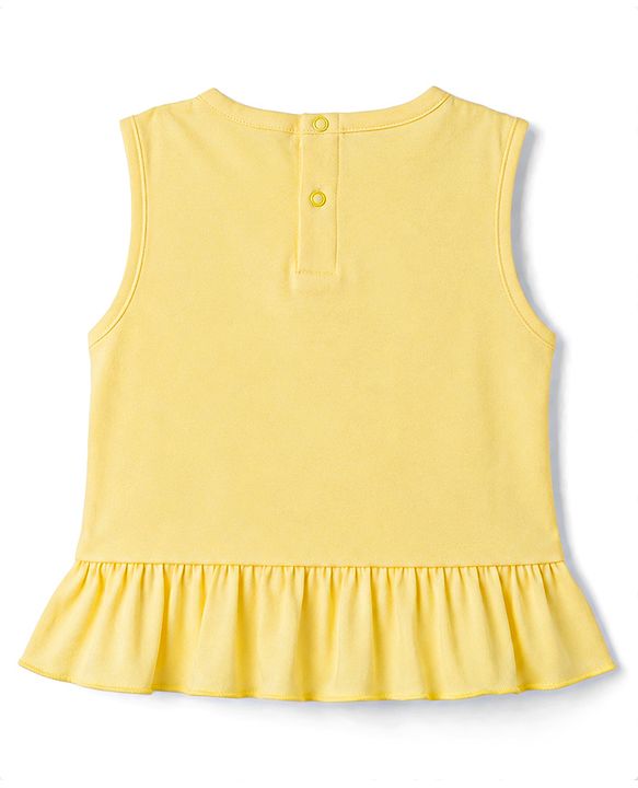 Babyhug Cotton Woven Top Sleeveless Schiffli Detailing Yellow 12-18 Months