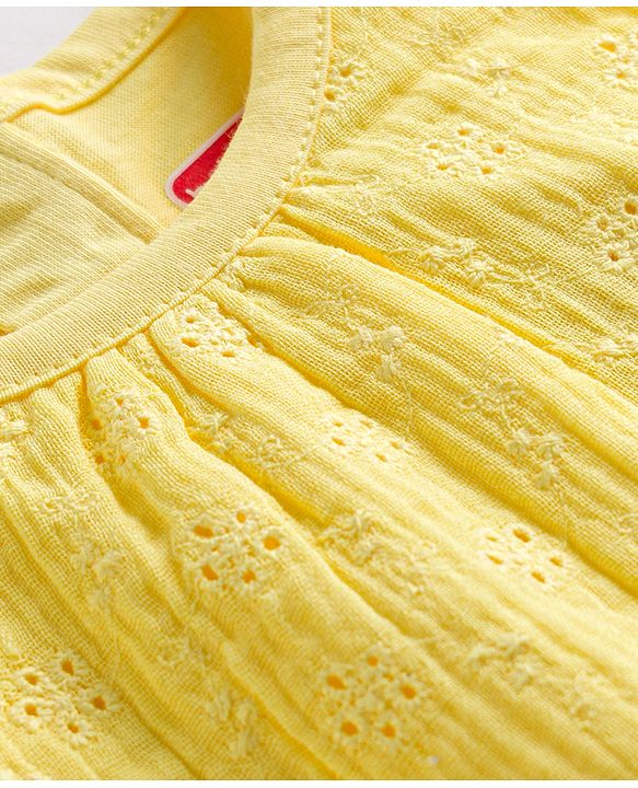 Babyhug Cotton Woven Top Sleeveless Schiffli Detailing Yellow 12-18 Months