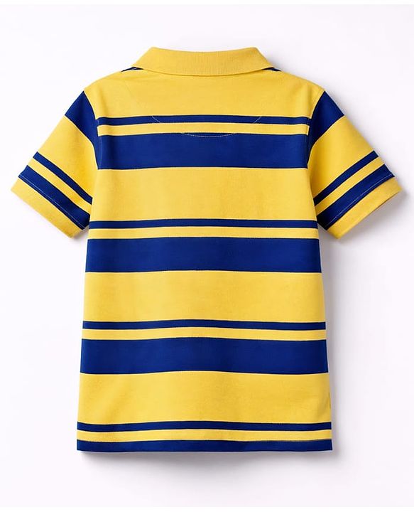 Pine Kids Cotton Knit Half Sleeves Striped Polo T-Shirt - Multicolor