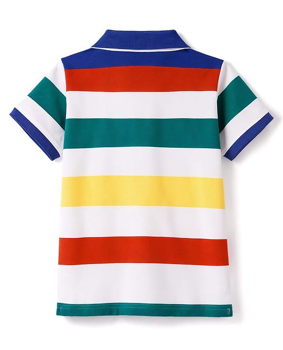 Pine Kids Cotton Knit T-Shirts Striped Polo Neck Half Sleeves Multi Color 4-5 Years