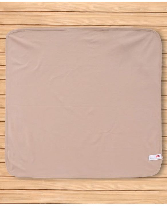 Babyhug Interlock Knit Hooded Towel with Animal Embroidery L 76 x B 76 cm - Brown
