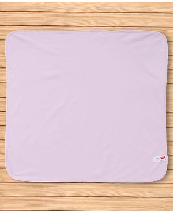 Babyhug Interlock Knit Hooded Wrapper With Panda Embroidery L 76 x B 76 cm - Pink