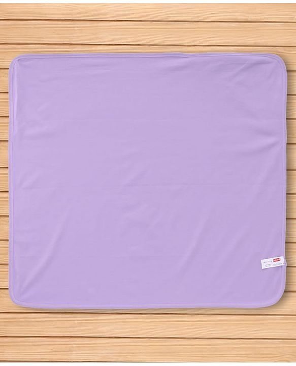 Babyhug Interlock Knit Hooded Towel With Fox Embroidery - lavender
