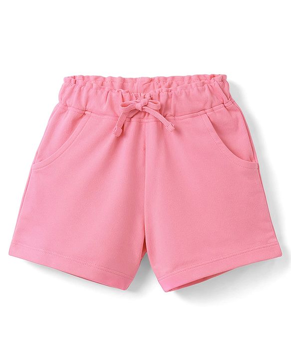 Babyhug Single Jersey Knit Half Sleeves Top & Shorts Set with Floral Print - Pink