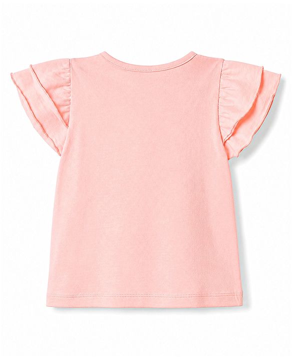 Babyhug 100% Cotton Single Jersey Knit Frill Sleeves Top & Shorts Set With Floral Print - Pink & Green
