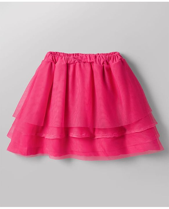 Babyhug Single Jersey Knit Half Sleeves Top & Skirt Set With Heart Print - White & Pink