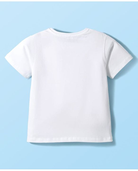 Pine Kids Cotton Knit Half Sleeves T-Shirt With Eiffel Tower Print - White