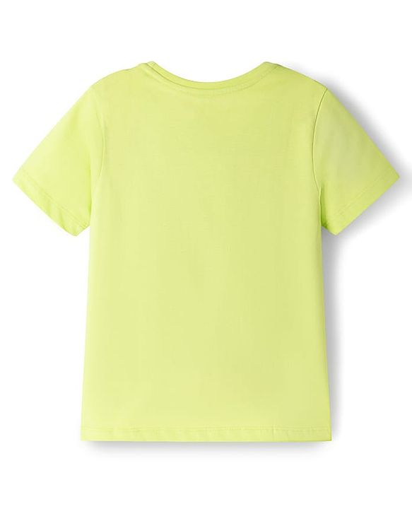 Pine Kids Cotton Knit Half Sleeves T-Shirts With Beach Theme - Limegreen