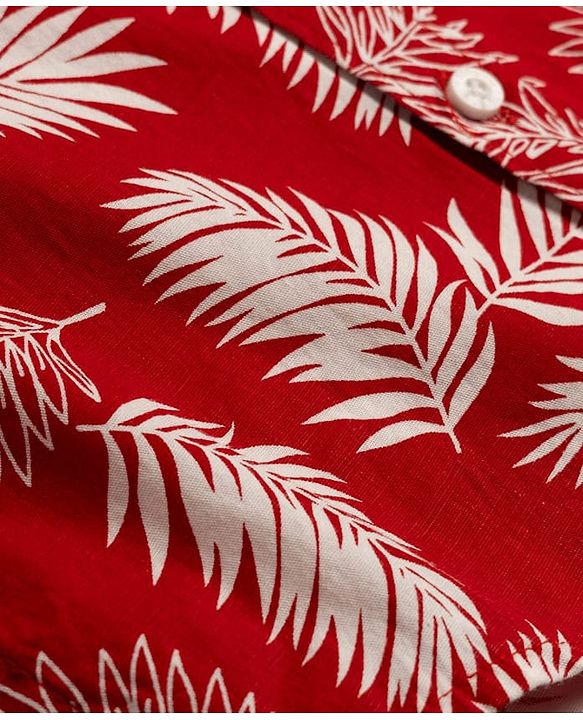 Babyhug Cotton Woven Half Sleeves Shirt With Leaf Print - Red