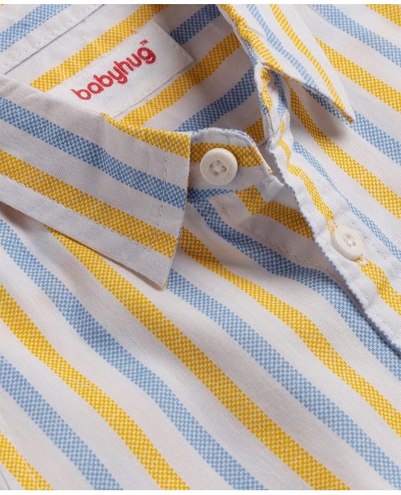 Babyhug Cotton Woven Half Sleeves Striped Shirt - Multicolor