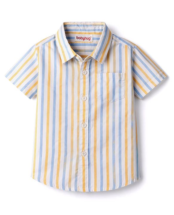 Babyhug Cotton Woven Half Sleeves Striped Shirt - Multicolor