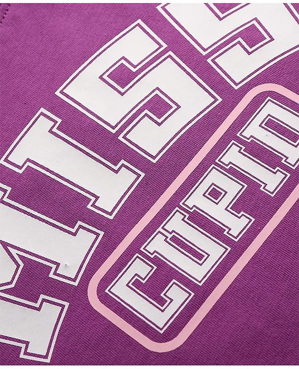 Pine Kids Cotton Knit Half Sleeves T-Shirt With Text Print - Purple