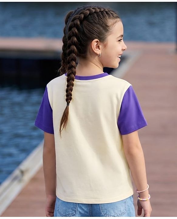 Pine Kids Cotton Knit T-Shirts Half Sleeves Round Neck Graphic Print White 4-5 Years