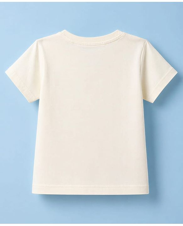 Pine Kids Cotton Knit T-Shirts with Graphic Print Half Sleeves Round Neck White 4-5 Years