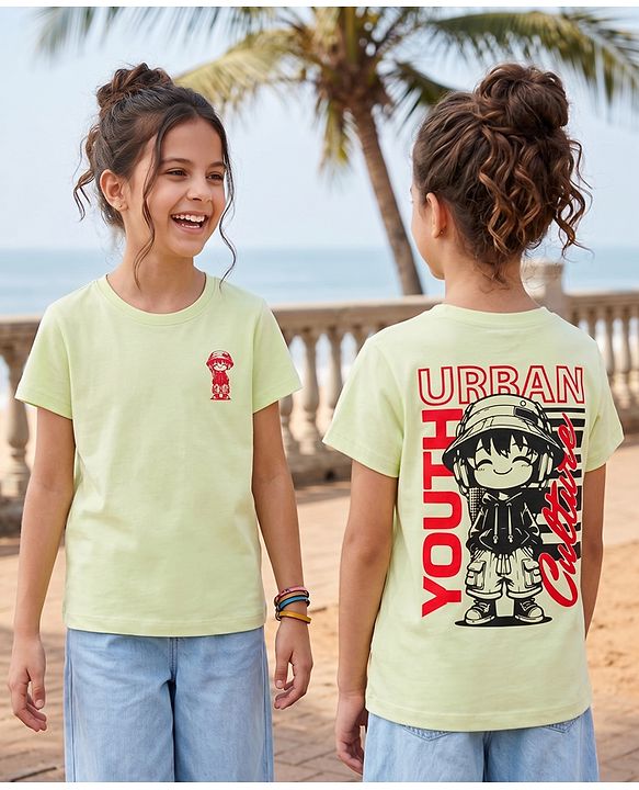 Pine Kids Cotton Knit T-Shirts Half Sleeves Round Neck White 4-5 Years