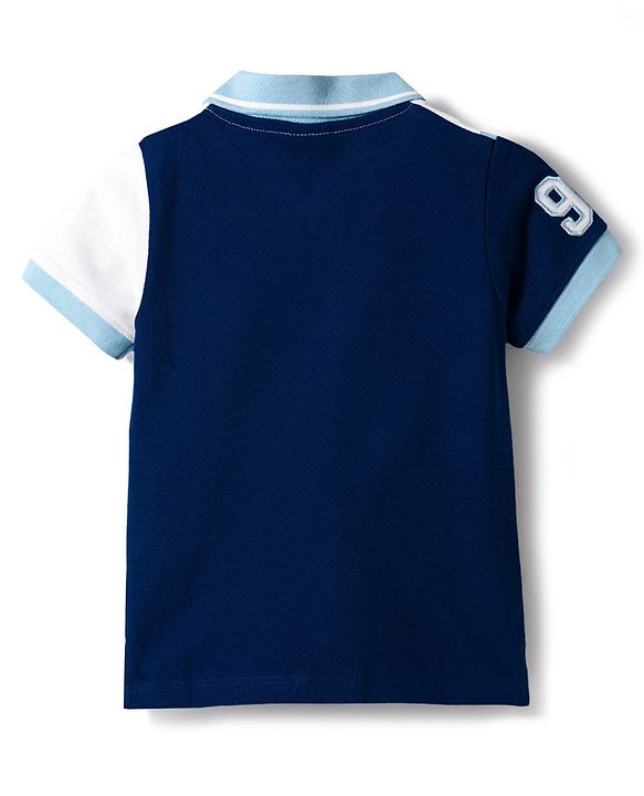 Babyhug 100% Cotton Knit Half Sleeves Cut N Sew Polo T-Shirt With Embroidery - Multicolour