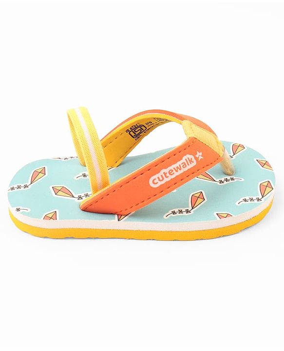 Cute Walk by Babyhug Kite Printed Flip Flops with Back Strap - Light Blue