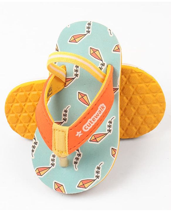 Cute Walk by Babyhug Kite Printed Flip Flops with Back Strap - Light Blue