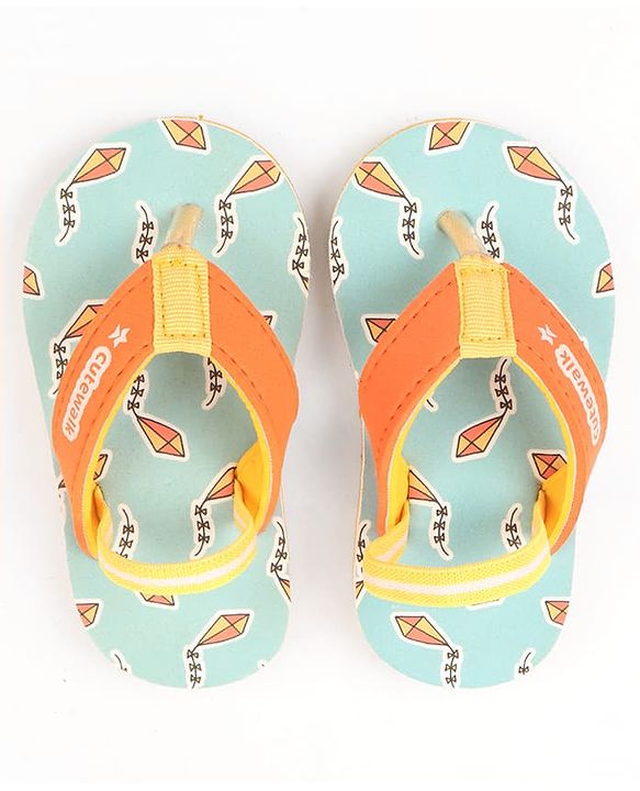 Cute Walk by Babyhug Kite Printed Flip Flops with Back Strap - Light Blue