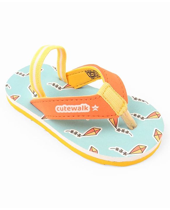 Cute Walk by Babyhug Kite Printed Flip Flops with Back Strap - Light Blue