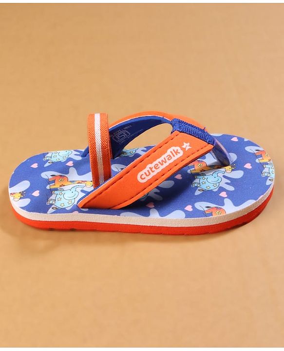 Cute Walk by Babyhug Back Strap Closure Flip Flops with Animal Print - Blue
