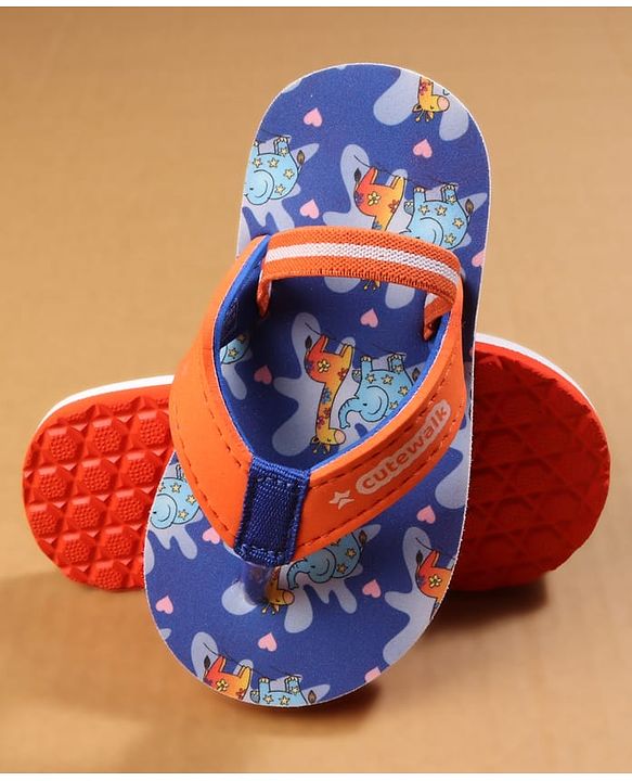 Cute Walk by Babyhug Back Strap Closure Flip Flops with Animal Print - Blue