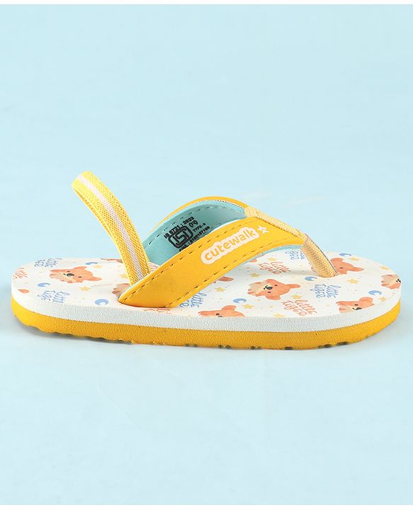 Cute Walk by Babyhug Back Strap Animal Printed Flip Flop - White & Orange
