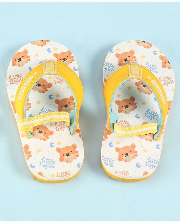 Cute Walk by Babyhug Back Strap Animal Printed Flip Flop - White & Orange