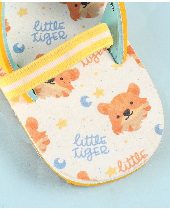 Cute Walk by Babyhug Back Strap Animal Printed Flip Flop - White & Orange