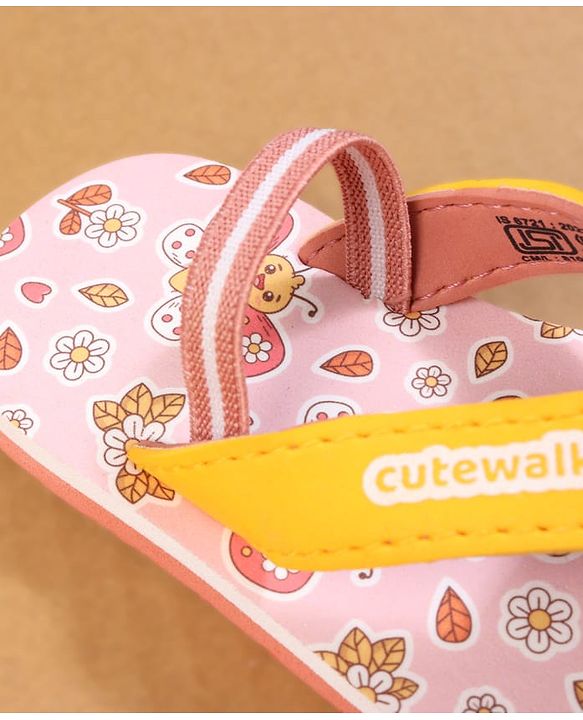 Cute Walk by Babyhug Back Strap Closure Flip Flops with Butterfly Print - Pink
