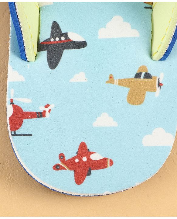 Cute Walk by Babyhug Slip On Aeroplane Printed Flip Flops - Blue