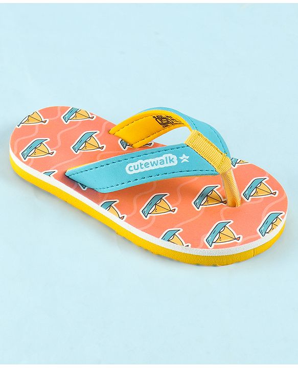 Cute Walk by Babyhug Slip On Flip Flop With Nautical Theme Print - Pink