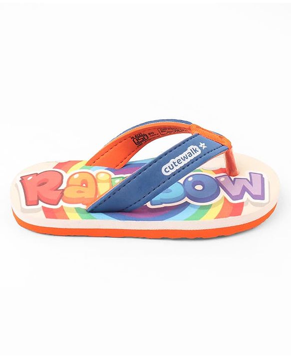 Cute Walk by Babyhug Text Printed Slip On Flip Flops -Orange