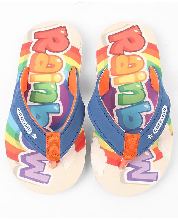 Cute Walk by Babyhug Text Printed Slip On Flip Flops -Orange