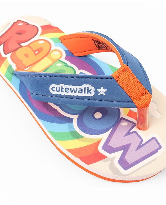 Cute Walk by Babyhug Text Printed Slip On Flip Flops -Orange