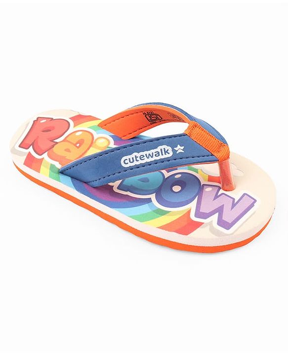 Cute Walk by Babyhug Text Printed Slip On Flip Flops -Orange