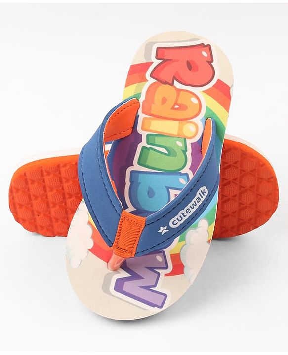 Cute Walk by Babyhug Text Printed Slip On Flip Flops -Orange