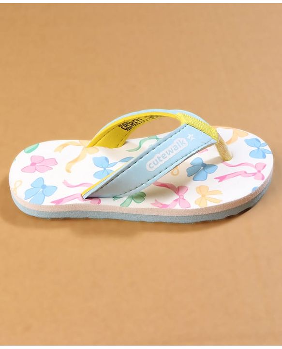 Cute Walk by Babyhug Flip Flops with Bow Print - Blue