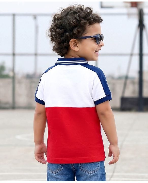 Babyhug Cotton Knit Polo T-Shirt With Graphics & 3D Badge - Multicolor