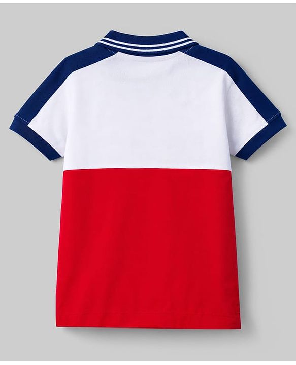 Babyhug Cotton Knit Polo T-Shirt With Graphics & 3D Badge - Multicolor