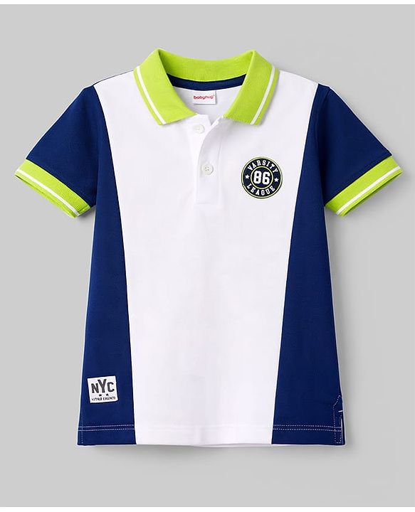 Babyhug Cotton Knit Polo T-Shirt With 3D Badge - Multicolor
