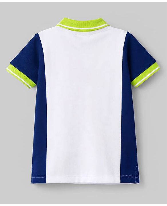 Babyhug Cotton Knit Polo T-Shirt With 3D Badge - Multicolor