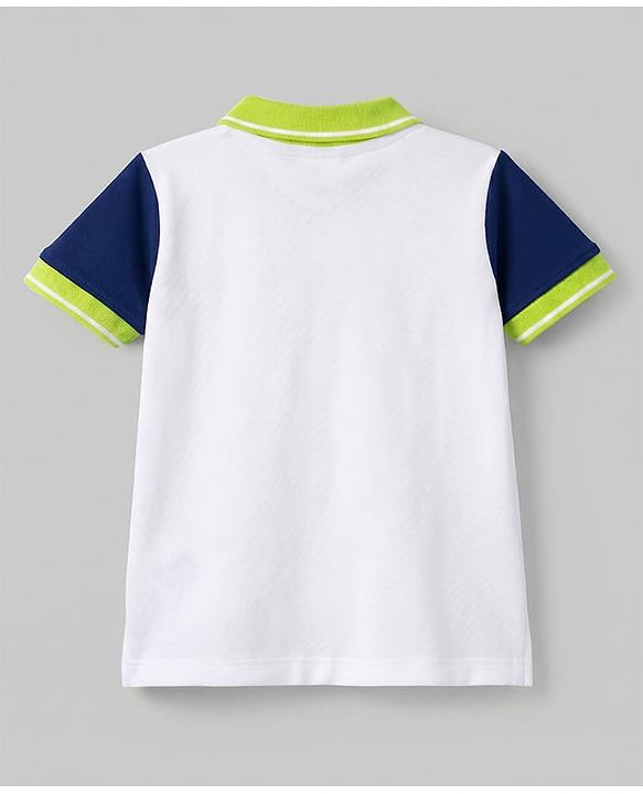 Babyhug Cotton Knit Polo T-Shirt With 3D Badge - Multicolor